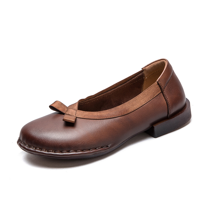 Womens Heels - 2.5cm牛革エスニック秋モカシンエレガンスラグジュアリーフラットレディース浅履き女性快適ソフトソール春靴