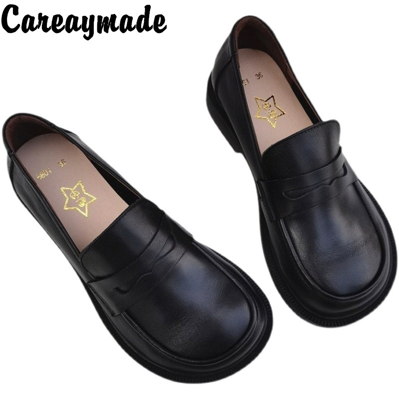 Womens Heels - Cauaymade-カジュアルなオックスフォードの靴,男性用の牛革レザーの靴,春と秋の大型靴