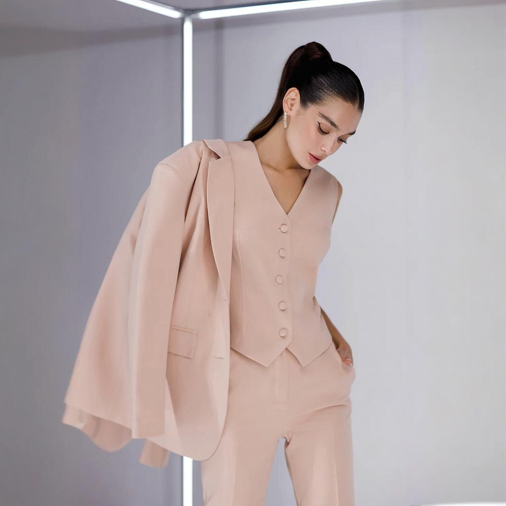 Womens Blazer - 2026年レディーススーツ3点セット ビジネスカジュアル オフィスワーク服 ジャケット+ベスト+パンツ エレガントな女性用スーツ カスタマイズ可能