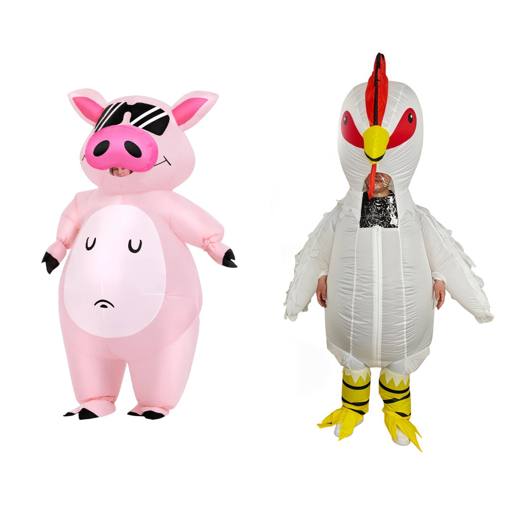 漫画動物子豚のインフレータブルコスチューム アニメピンクスー - Womens Suit のレビューと価格
