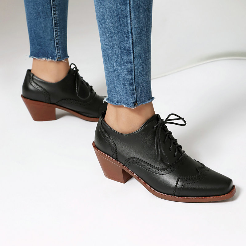 レディースオックスフォードシューズ ポイントトゥ ウェッジパ - Pump Heel Block のレビューと価格