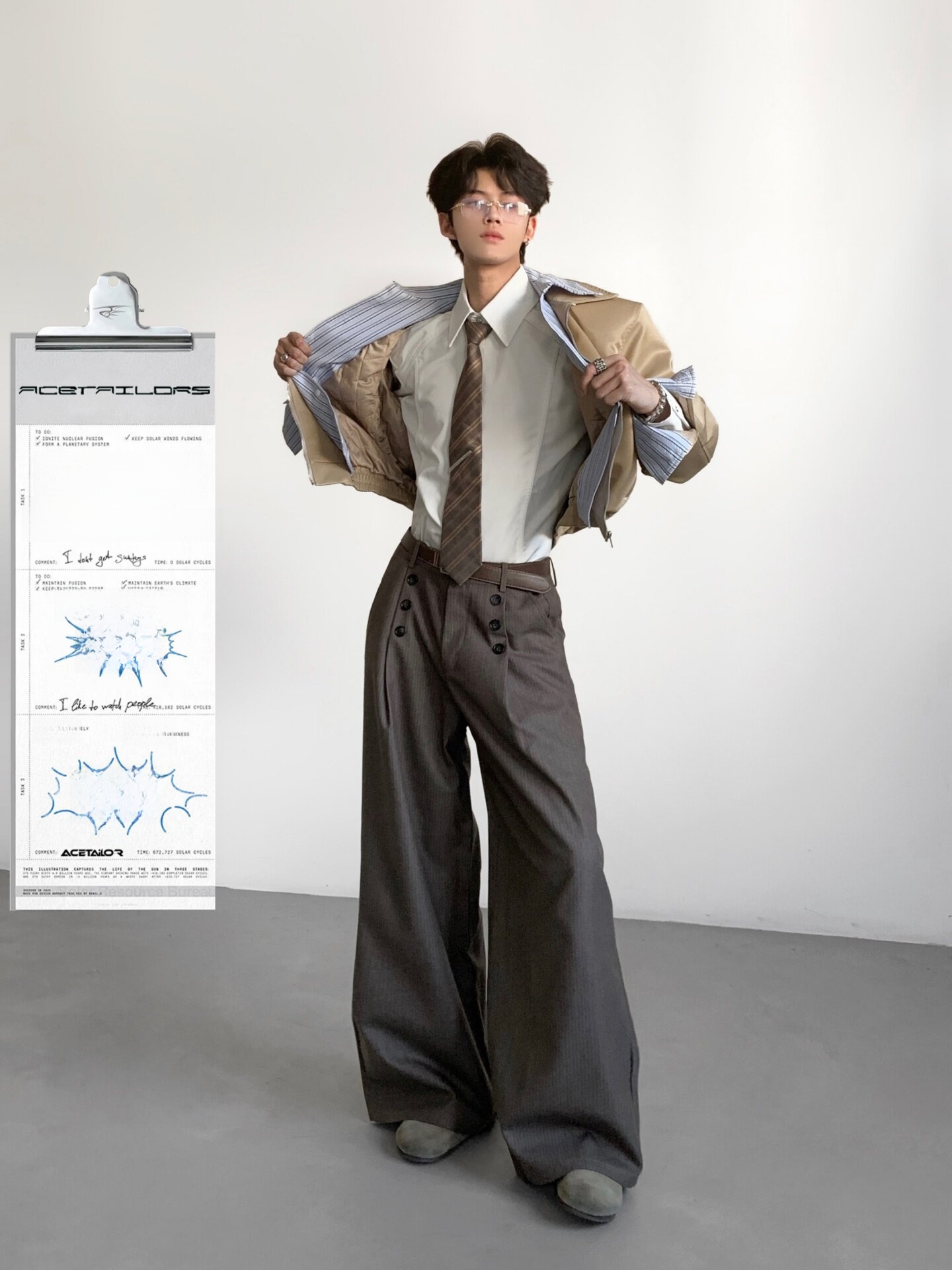 エーステーラーズ メンズカジュアルストライプスーツパンツ ル - Tailored Trouser Wide のレビューと価格