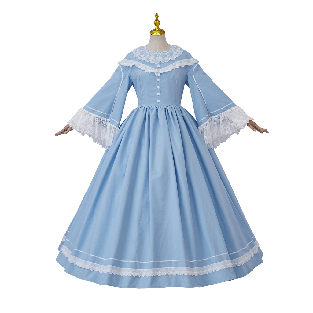 1860 年代ビクトリア朝南北戦争コスプレ衣装ブルードレスガ - Evening Gown のレビューと価格