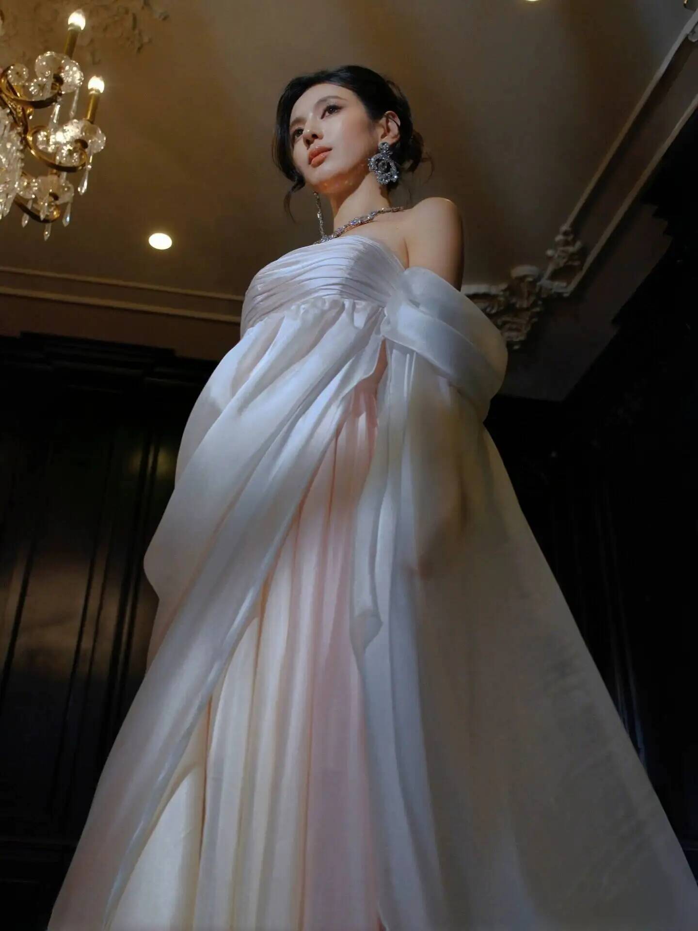 ストラップレスの流れるようなシフォンイブニングドレス、ギリシ - Evening Gown のレビューと価格