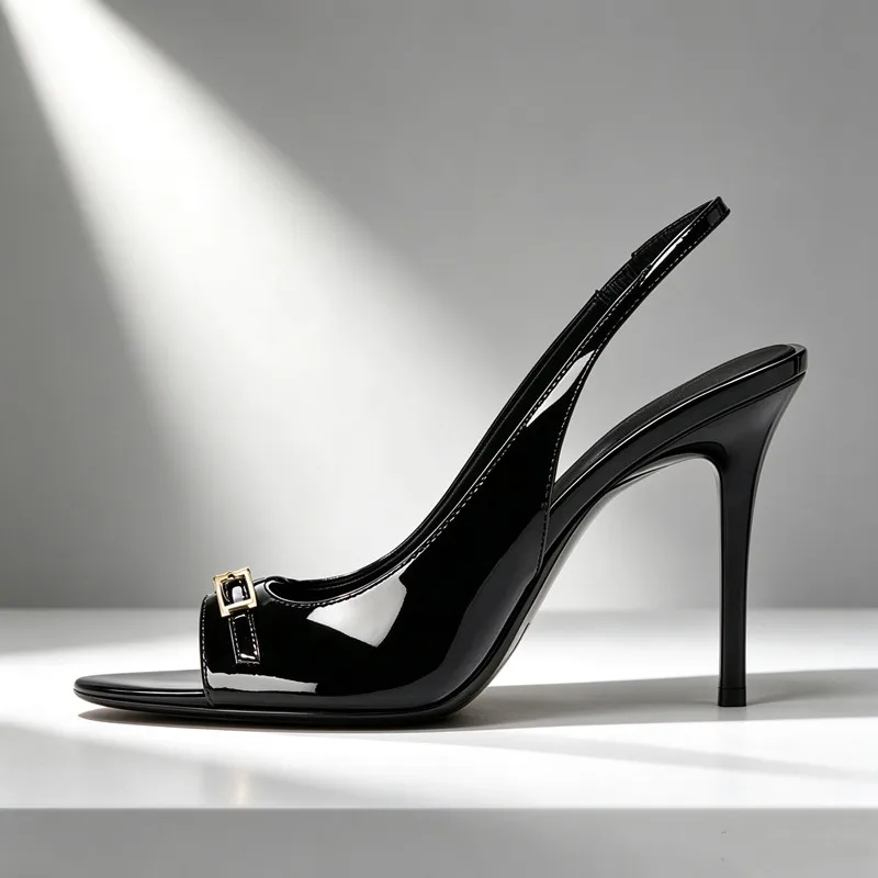 レディース、特許皮革を使用したオープントゥのスリングバックハ - Formal Dress のレビューと価格