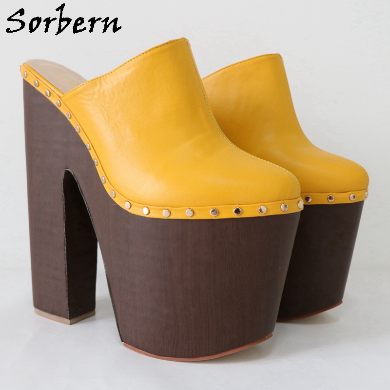 Sorbern-女性用の光沢のあるミュール,ハイヒールの靴, - Pump Heel Block のレビューと価格