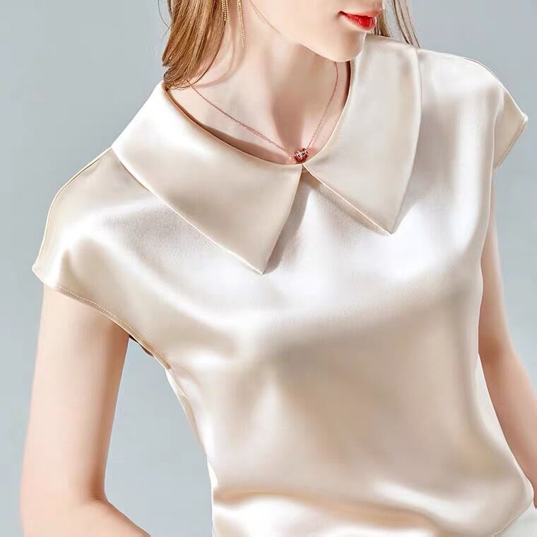 エレガントなアイスシルクシャツ、プラスサイズ、人工シルク素材 - Silk Blouse のレビューと価格