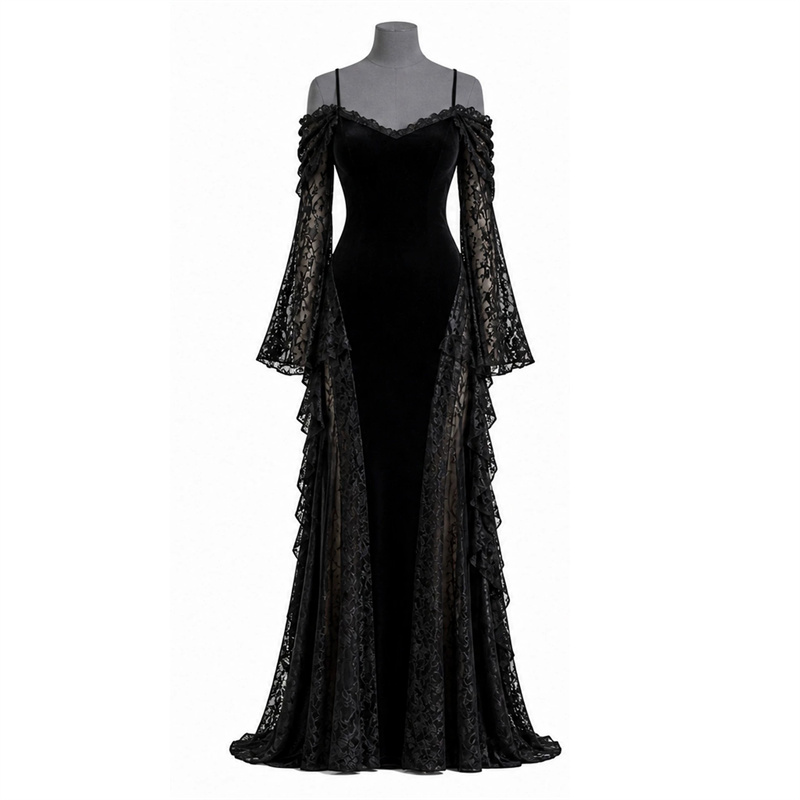 ハロウィーンの魔女女王コスプレ衣装、ゴシック調のレース、オフ - Evening Gown のレビューと価格